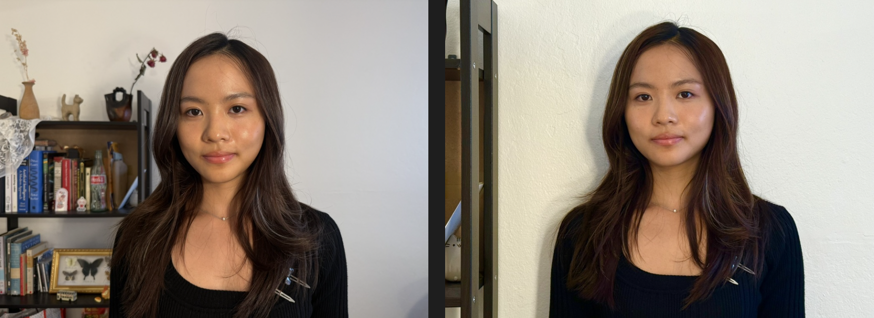 Selfie taken 1 ft. away with 0x zoom -vs- 6 ft. away with 2.5x zoom